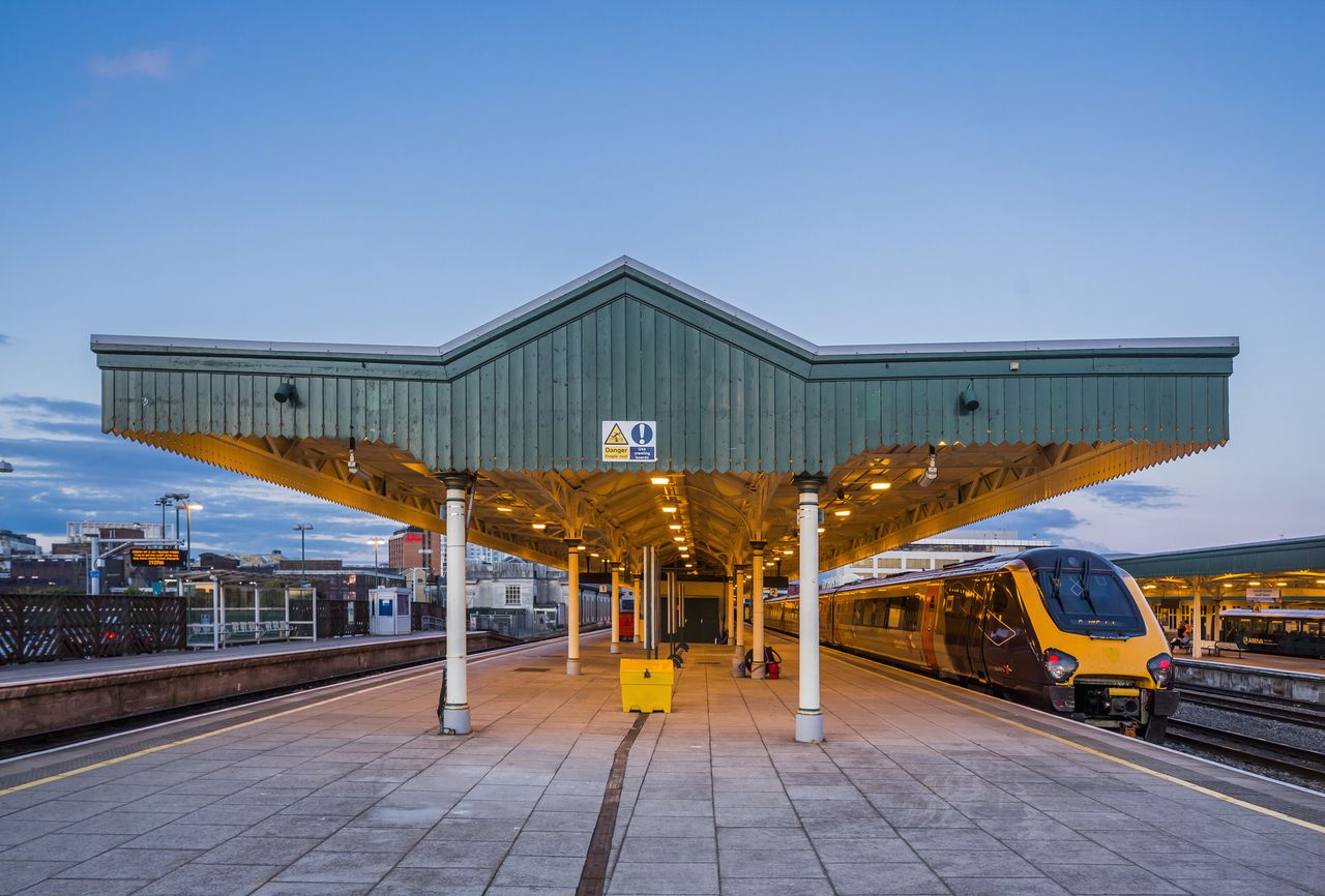 Train waiting at Cardiff Station