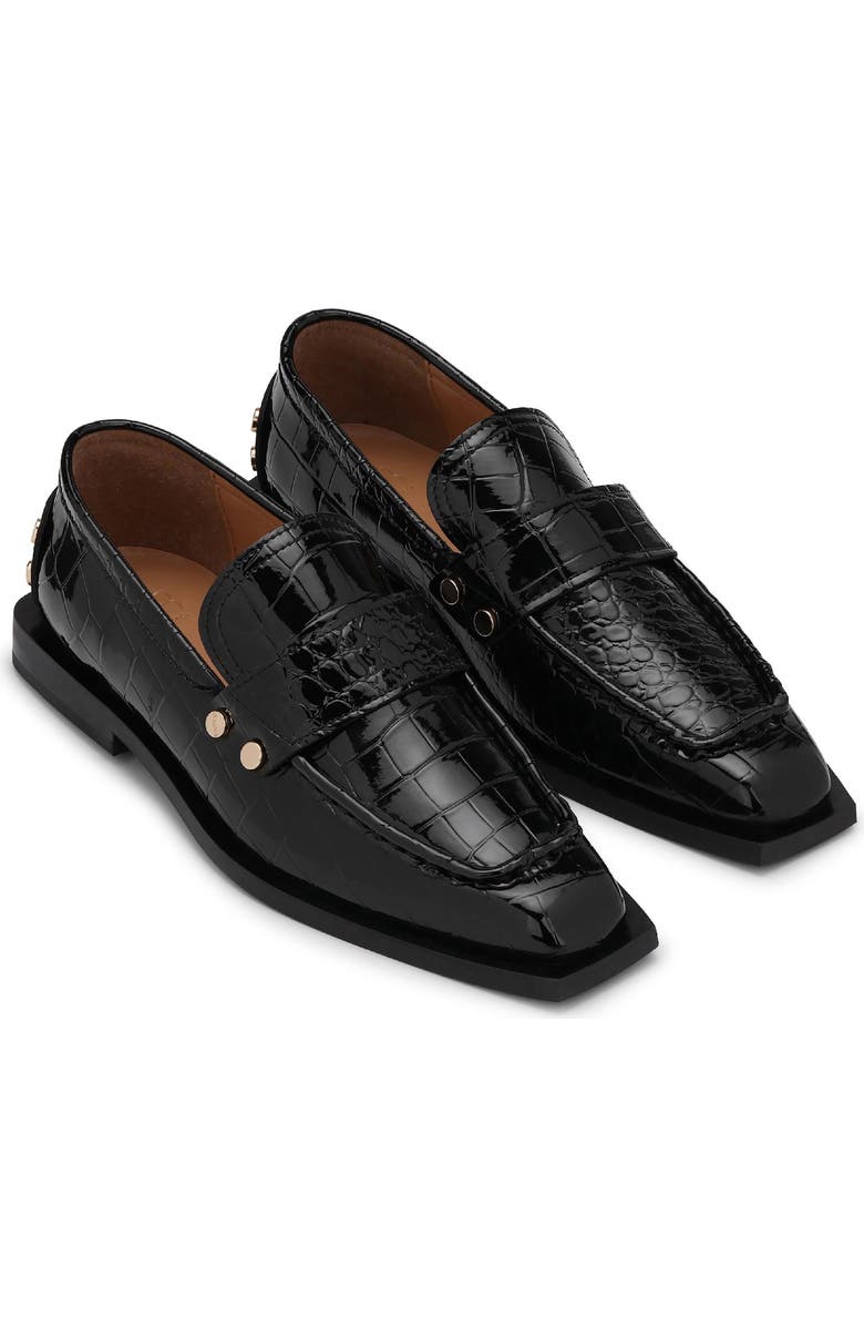 Croc Embossed Square Toe Loafer
