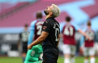 Aguero suffered another injury setback at West Ham on Saturday