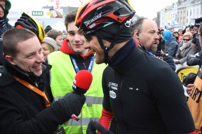 Tom Boonen (Omega Pharma-QuickStep) does not look like a man worried by his condition.