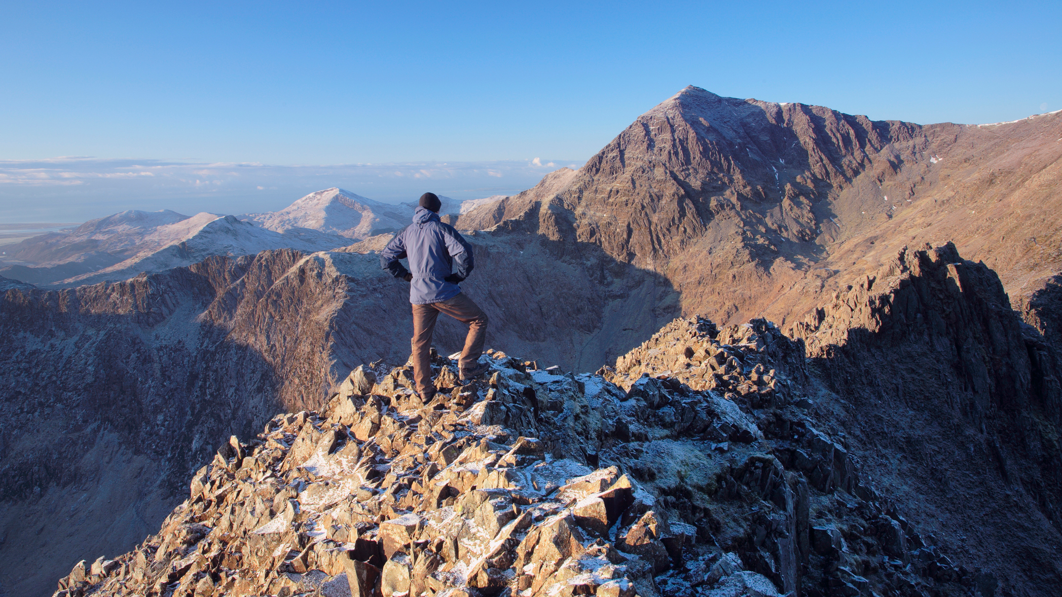 A hiker on Crib Goch