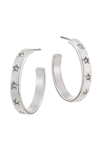 Kate Spade New York Set In Stone Silvertone & Cubic Zirconia Hoop Earrings