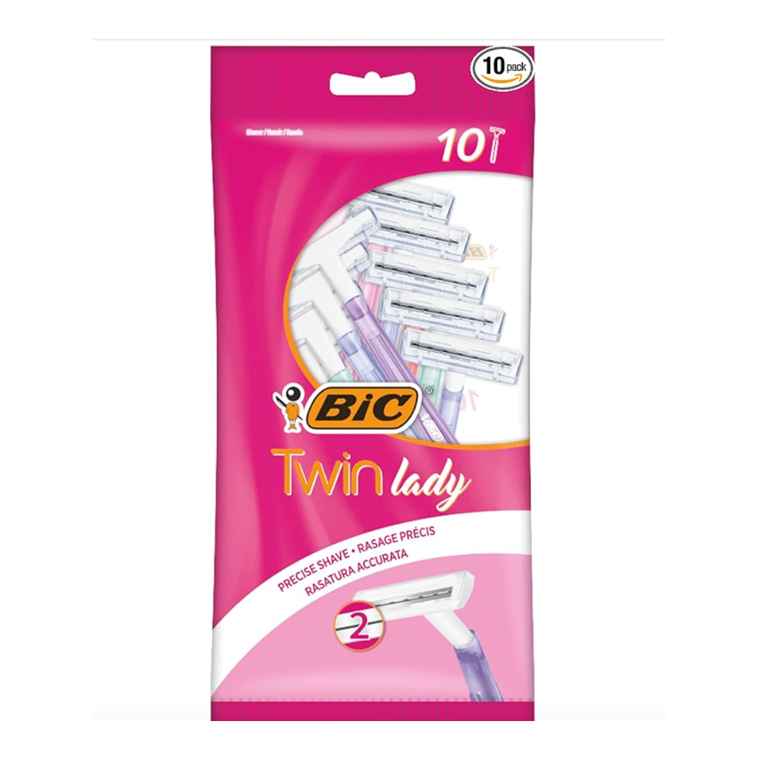 Bic Twin Lady, Disposable Razors With 2 Stainless Steel Blades and Lightweight Handles, Assorted Colours, Pack of 10 : Amazon.co.uk: Health & Personal Care