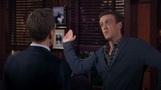 A screenshot of Marshall slapping Barney on How I Met Your Mother in slow motion.