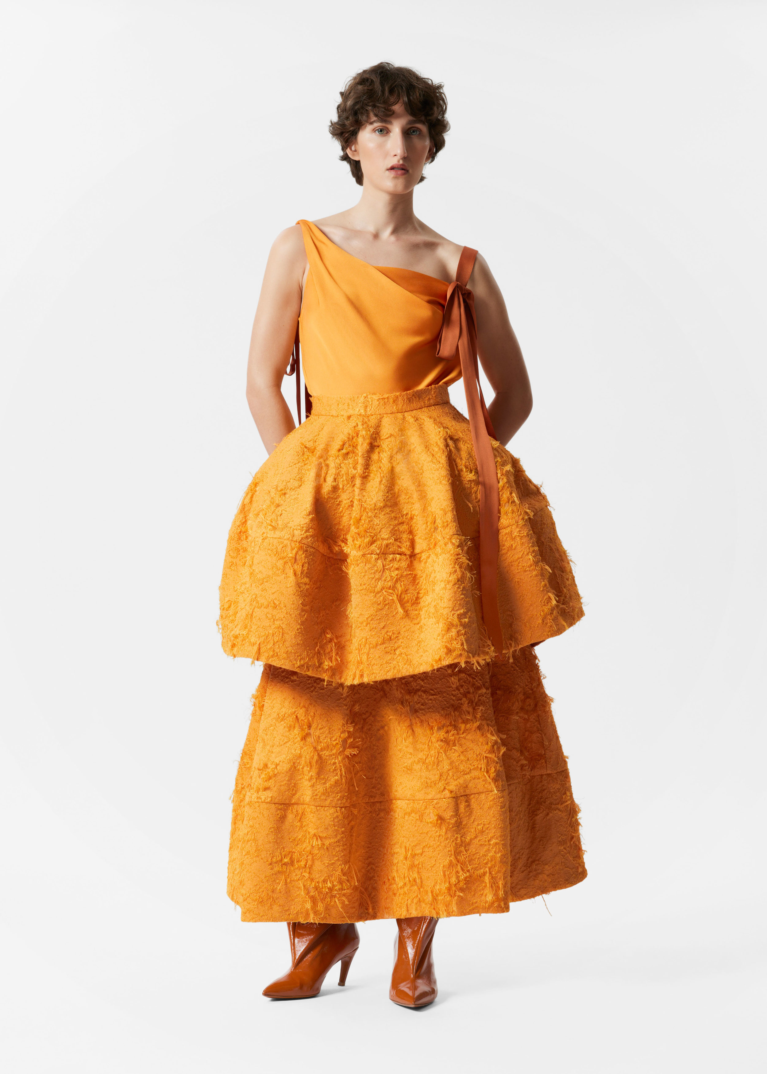 Voluminous Ruffle Midi Skirt