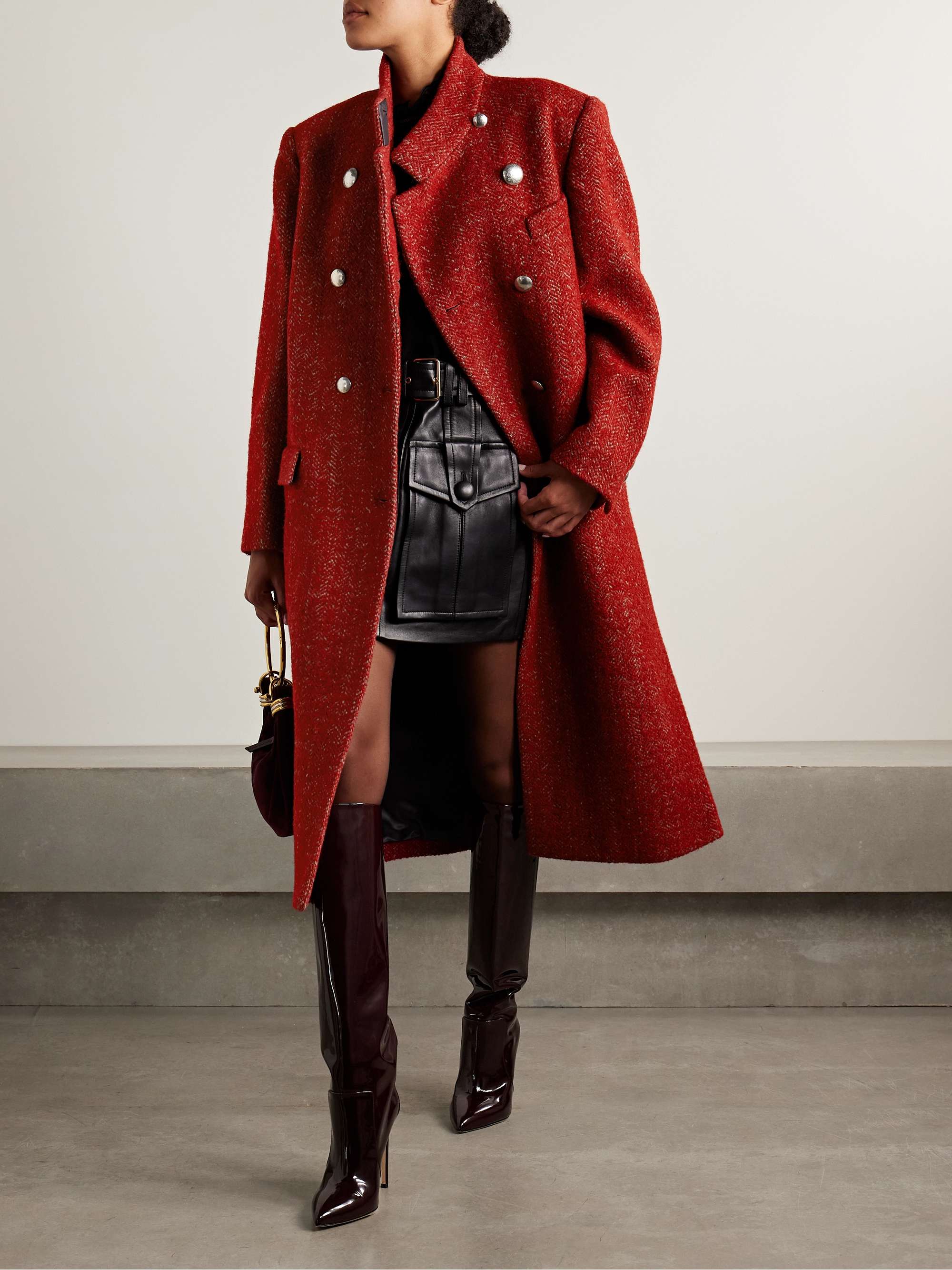 Giusa Double-Breasted Herringbone-Twill Coat