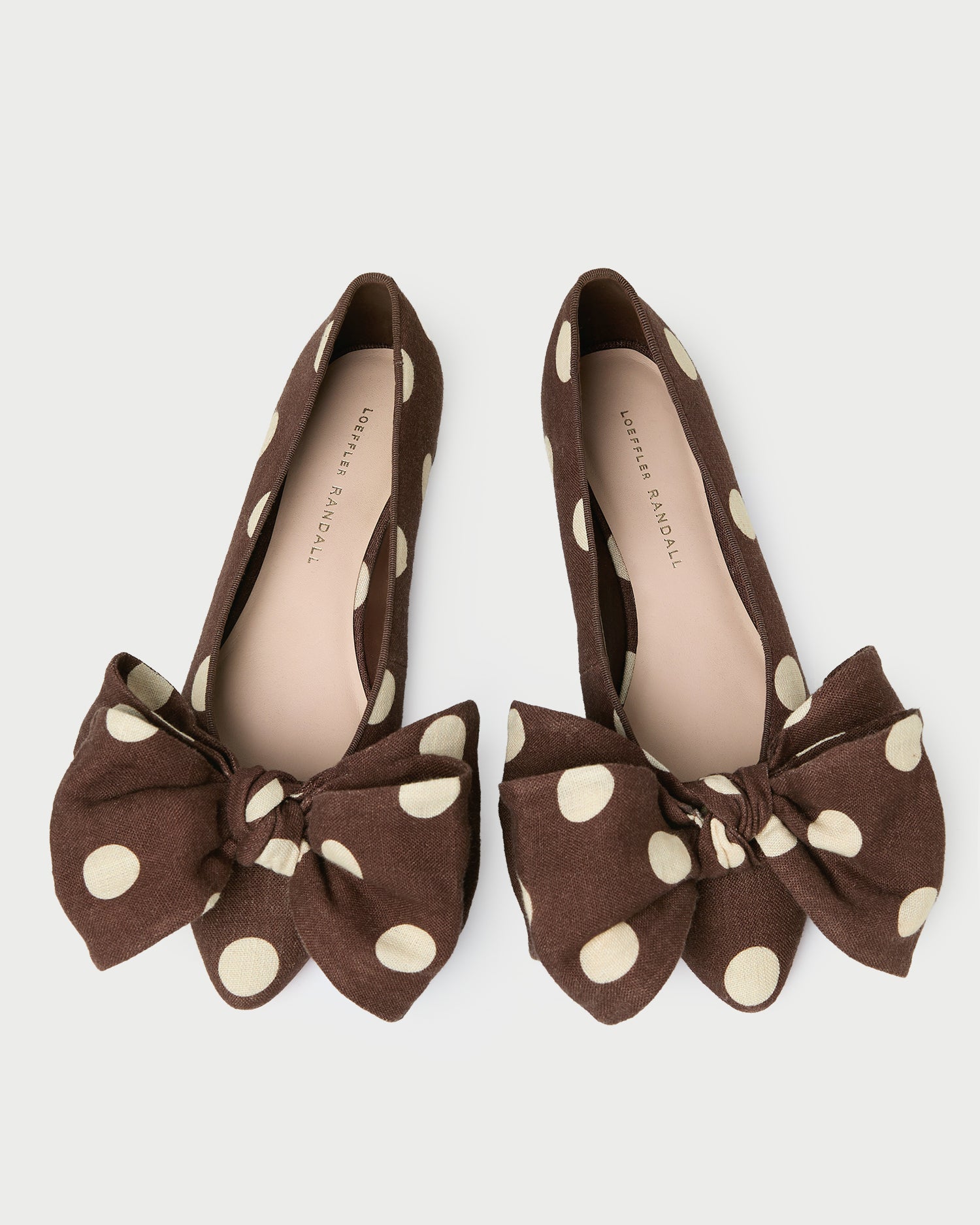 Noa Brown/cream Linen Bow Flat - Brown/cream / 5