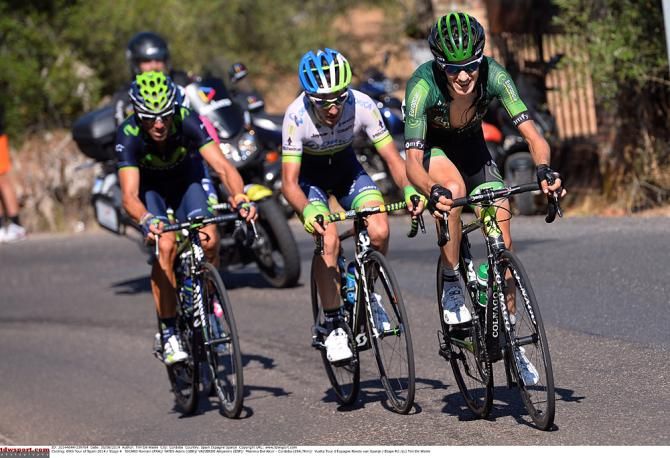 Romain Sicard (Europcar), Adam yates (Orica-GreenEdge) and Alejando Valverde (Movistar)