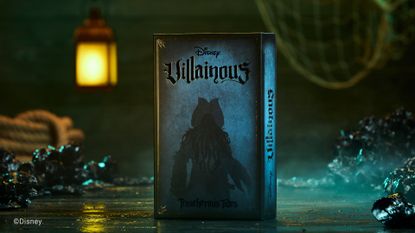 Disney Villainous: Treacherous Tides box in a ship's hold amongst barnacles, a lamp, and rope