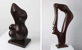 Left side seated woman and right side profile,
