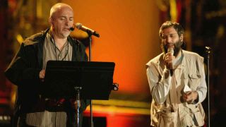 Cat Stevens and Peter Gabriel onstage in 2003