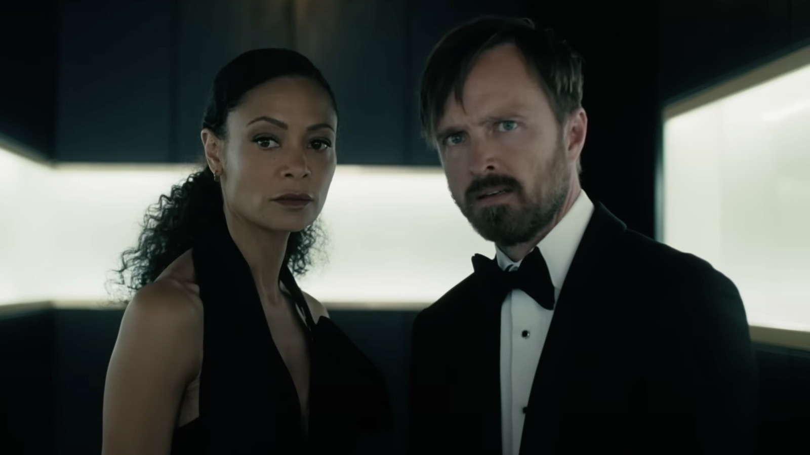 Thandiwe Newton and Aaron Paul in Westworld season 4