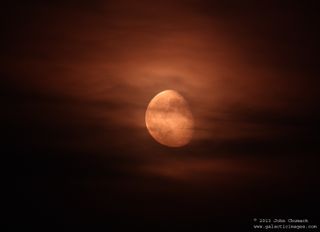 Hazy Gibbous Moon Over Canada