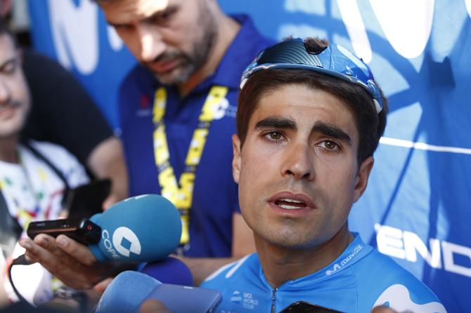 Mikel Landa (Movistar) talks to the press on the second rest day at the Tour de France
