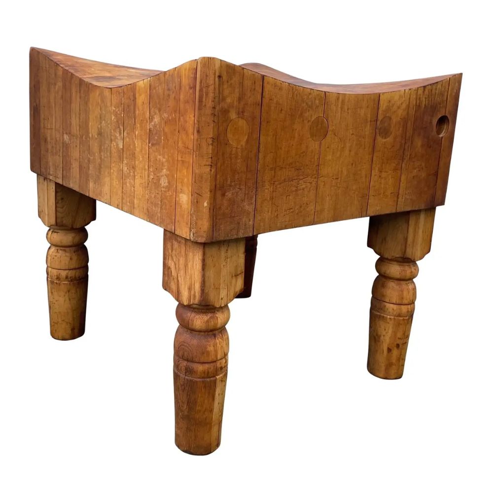 Large Square American Mid-Century Butcher Block