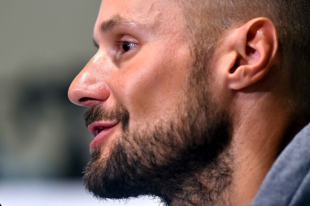 Tom Boonen (Etixx-QuickStep) at Friday's press conference ahead of Sunday's Tour of Flanders.