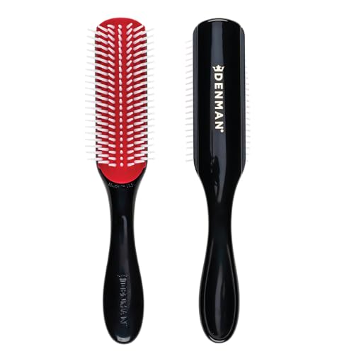 Denman Curly Hair Brush D3 (black &amp;amp; Red) 7 Row Styling Brush for Detangling, Separating, Shaping and Defining Curls - for Women and Men