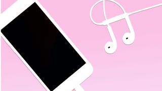 Illustration of iPhone with headphones arranged as quaver