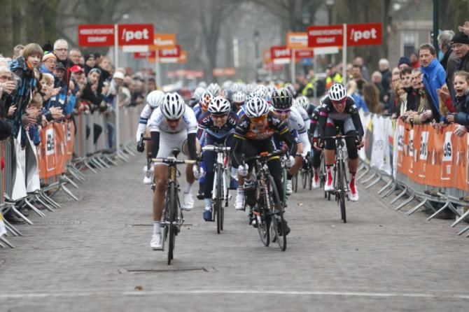 Marianne Vos (Rabo Women) won the sprint from Giorgia Bronzini (Wiggle Honda Team) and Emma Johansson (Orica - AIS)