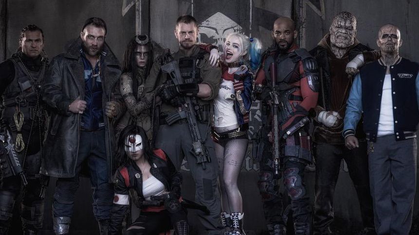 A promotional image of David Ayer&#039;s 2016 superhero movie Suicide Squad