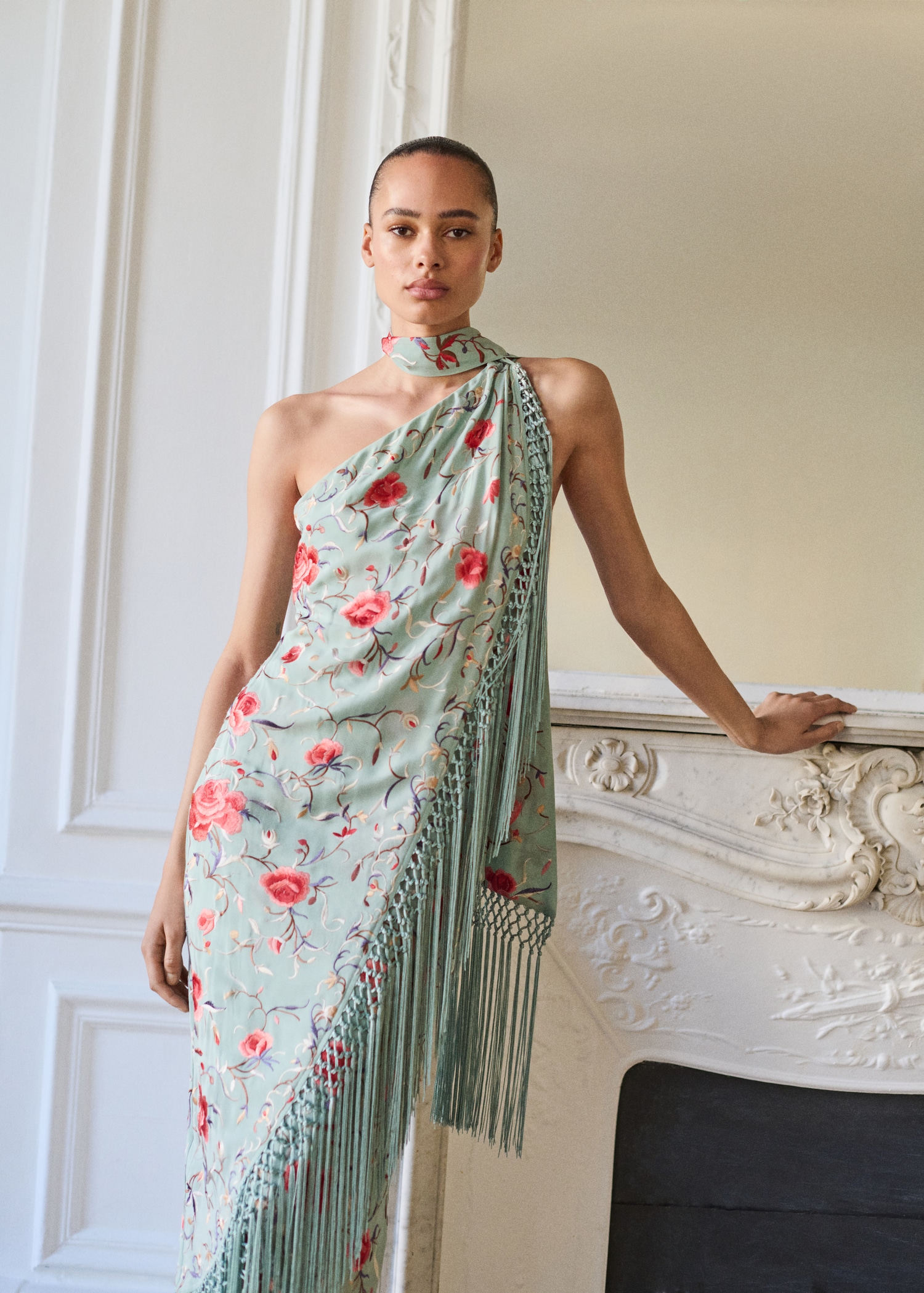 Asymmetrical Dress With Embroidered Fringes - Women | Mango Usa