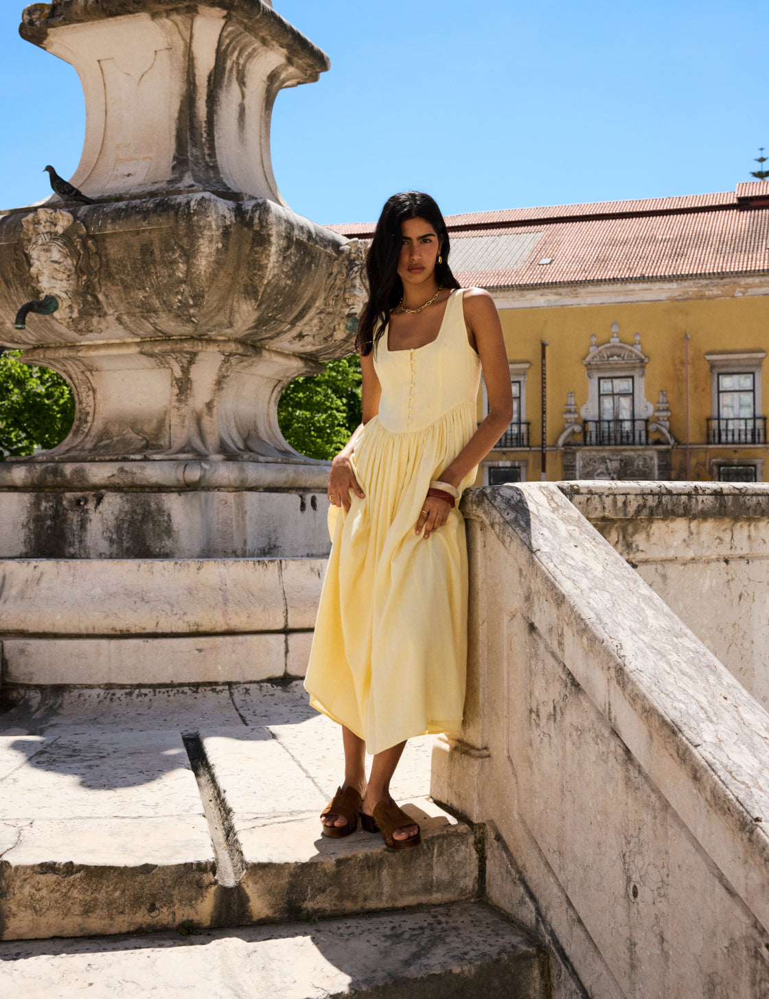 Butter Yellow Cora Midi Dress