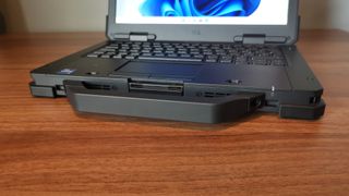 A closeup of the Dell Latitude 7330 Rugged Extreme handle