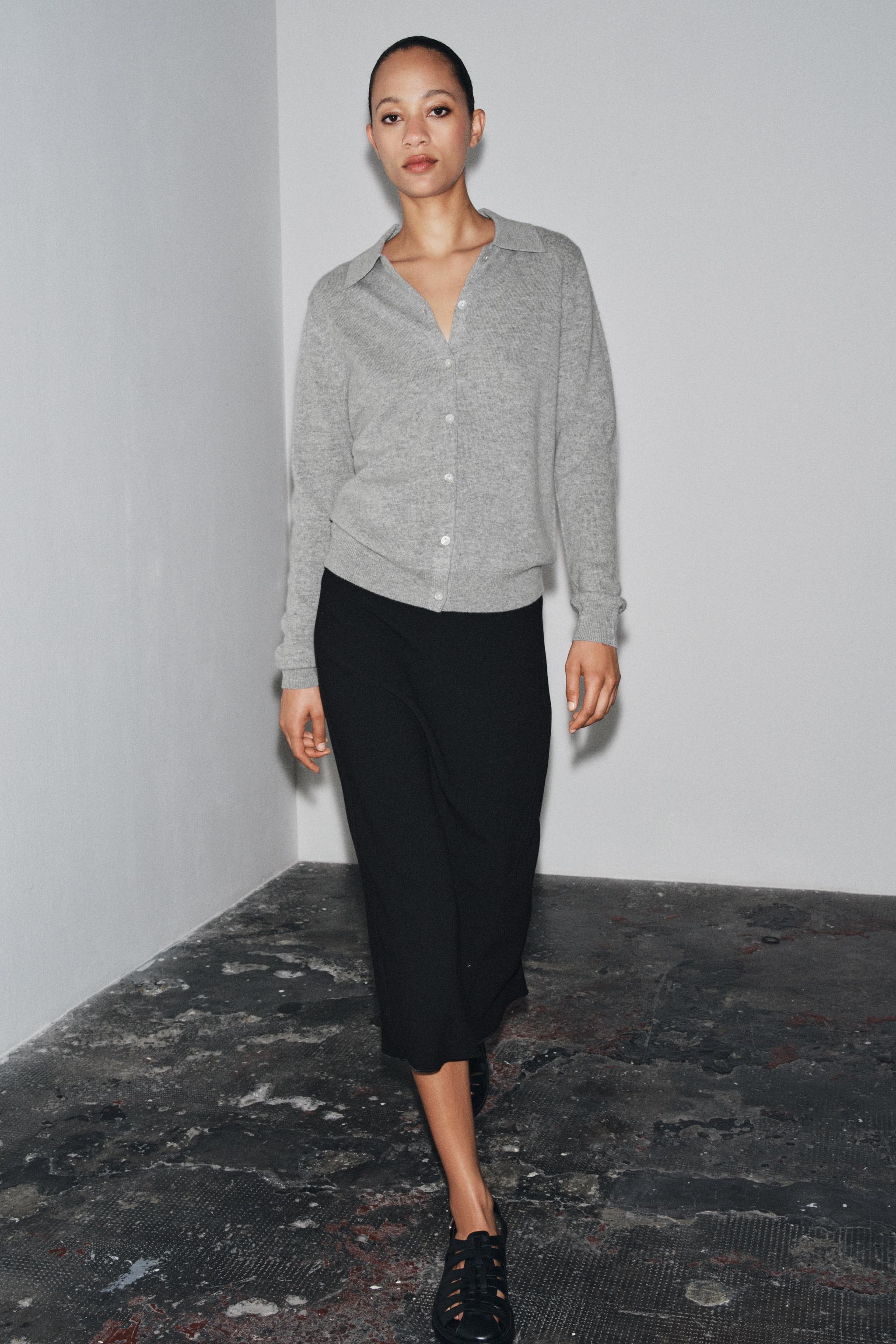 Wool and Cashmere Polo Cardigan