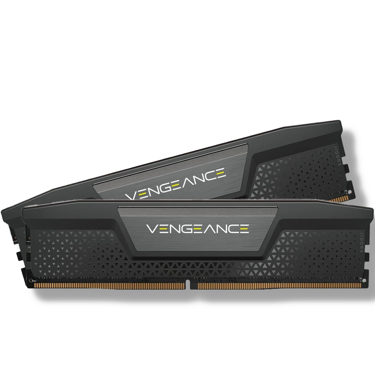 A pair of Corsair Vengence DDR5 RAM modules against a white background
