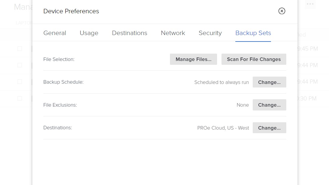 Backup settings on CrashPlan