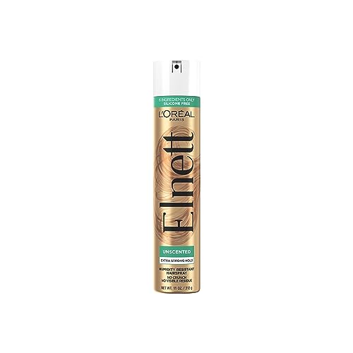 L'oreal Paris Elnett Unscented Hairspray, Up to 72-Hour Extra Strong Hold Formula With Humidity Resistant Frizz Control, Hairspray With Soft, Brushable Finish, 11 Oz