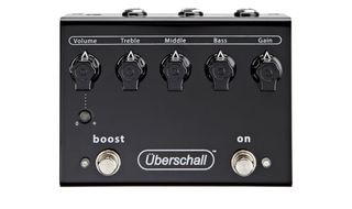 The black 'Armageddon in a box' Uberschall pedal has a simple control layout