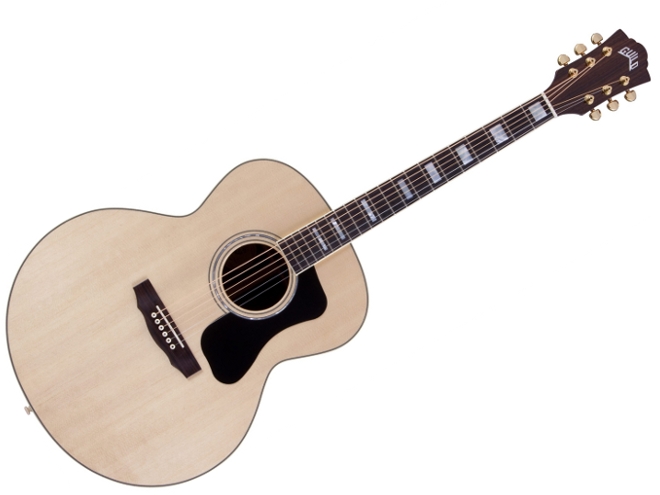 The F-150R (MSRP £1,054.80), a Jumbo body acoustic guitar with rosewood back, sides, fingerboard and neck, which along with the body shape, should make for a pretty loud acoustic.