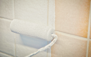 Roller brush painting tiles