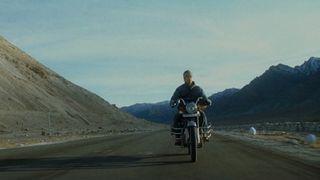 Brad Pitt rides a motorcycle in The Curious Case of Benjamin Button