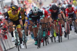 Dylan Groenewegen (LottoNL-Jumbo) had time to look back at his rivals