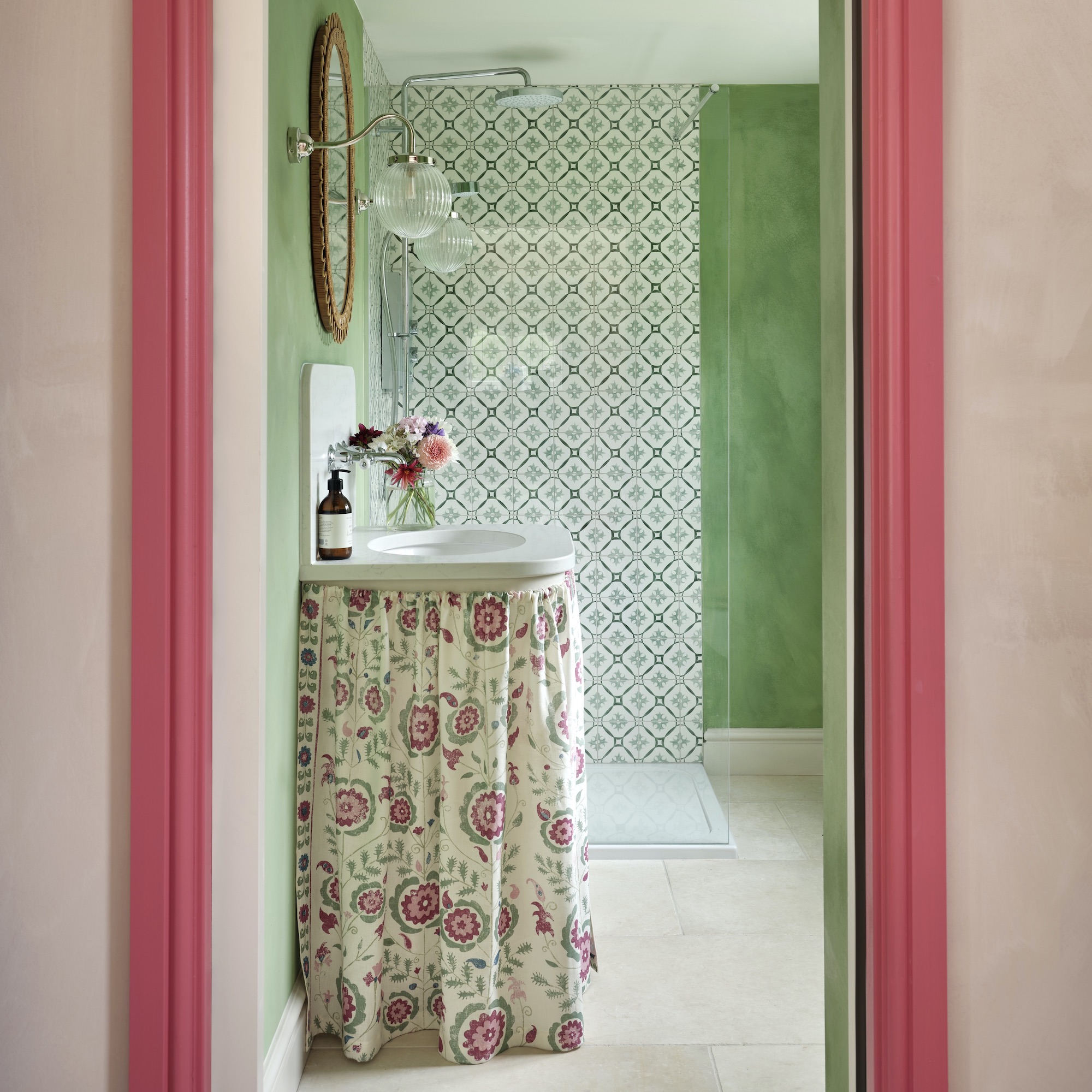 bathroom cabinets with curtain fronts