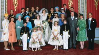 The wedding portrait of Prince Charles and Princess Diana plus their family, 1981