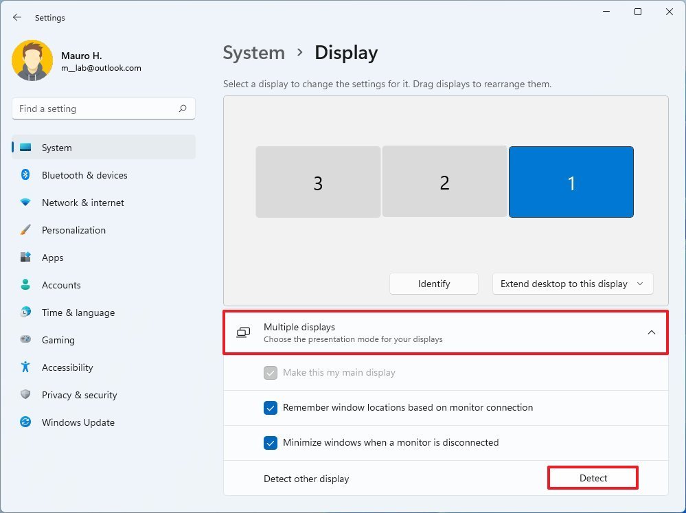 Windows 11 detect monitors