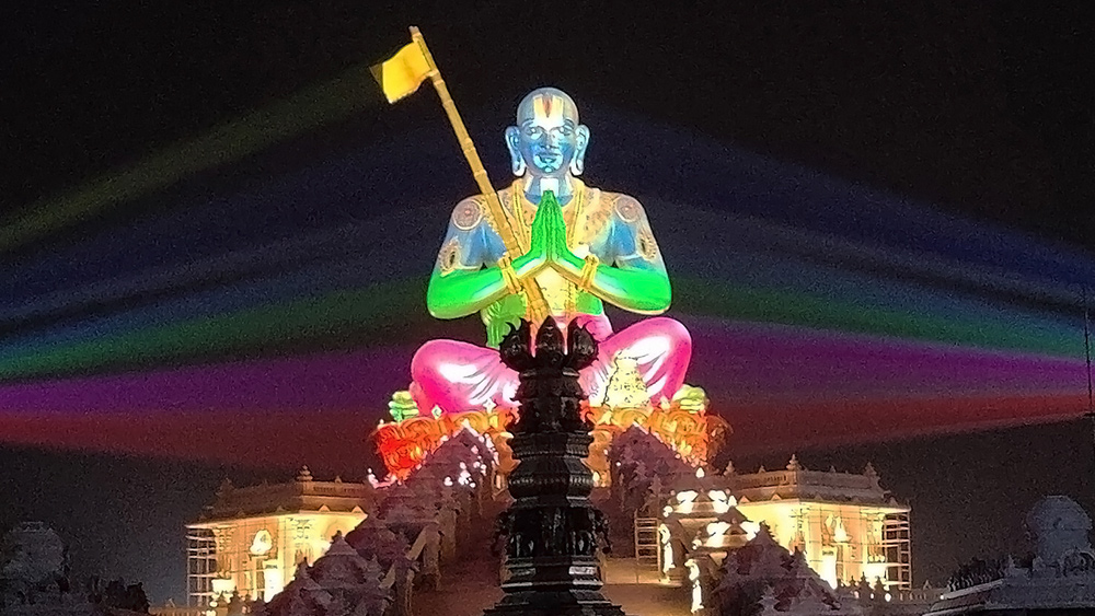 Projection mapping on the Statue of Equality in Hyderabad