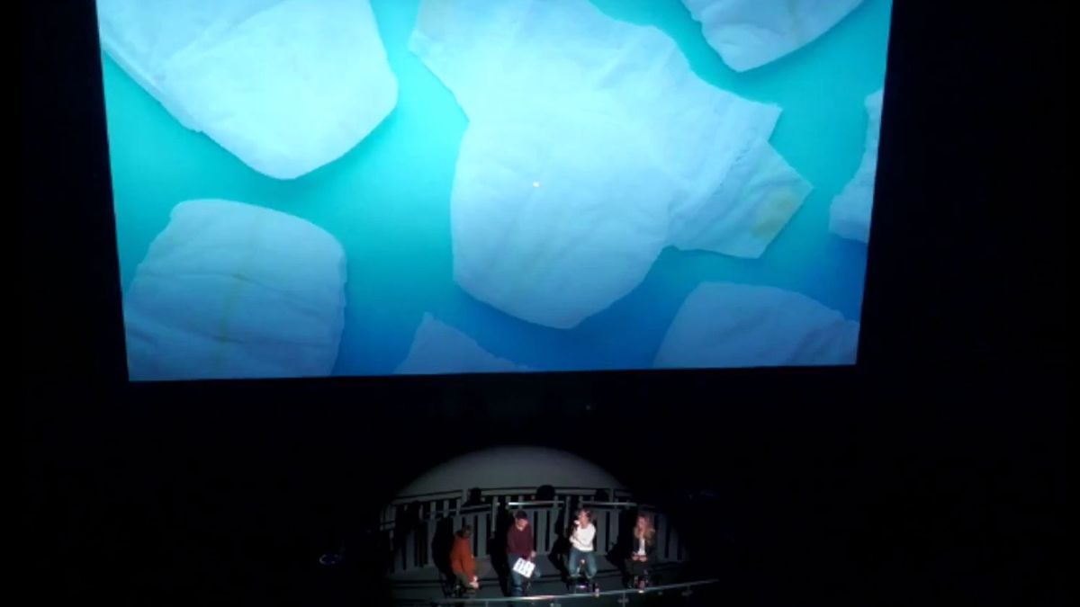 The panel at Wildscreen Festival talking about underwater cinematography beneath a cinema screen