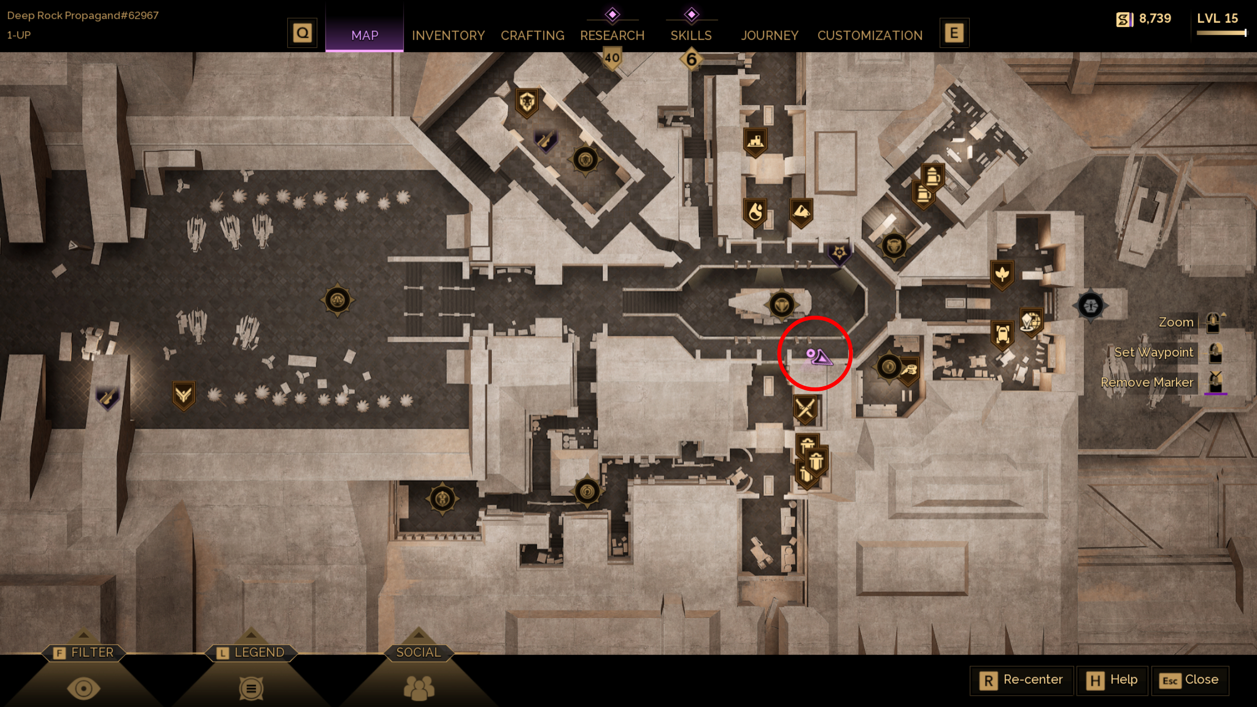 Dune: Awakening trainer locations - A map showing where to find advanced Trooper trainer Kara Valk in Arrakeen.