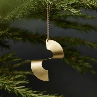 circle and line polished brass christmas tree ornament