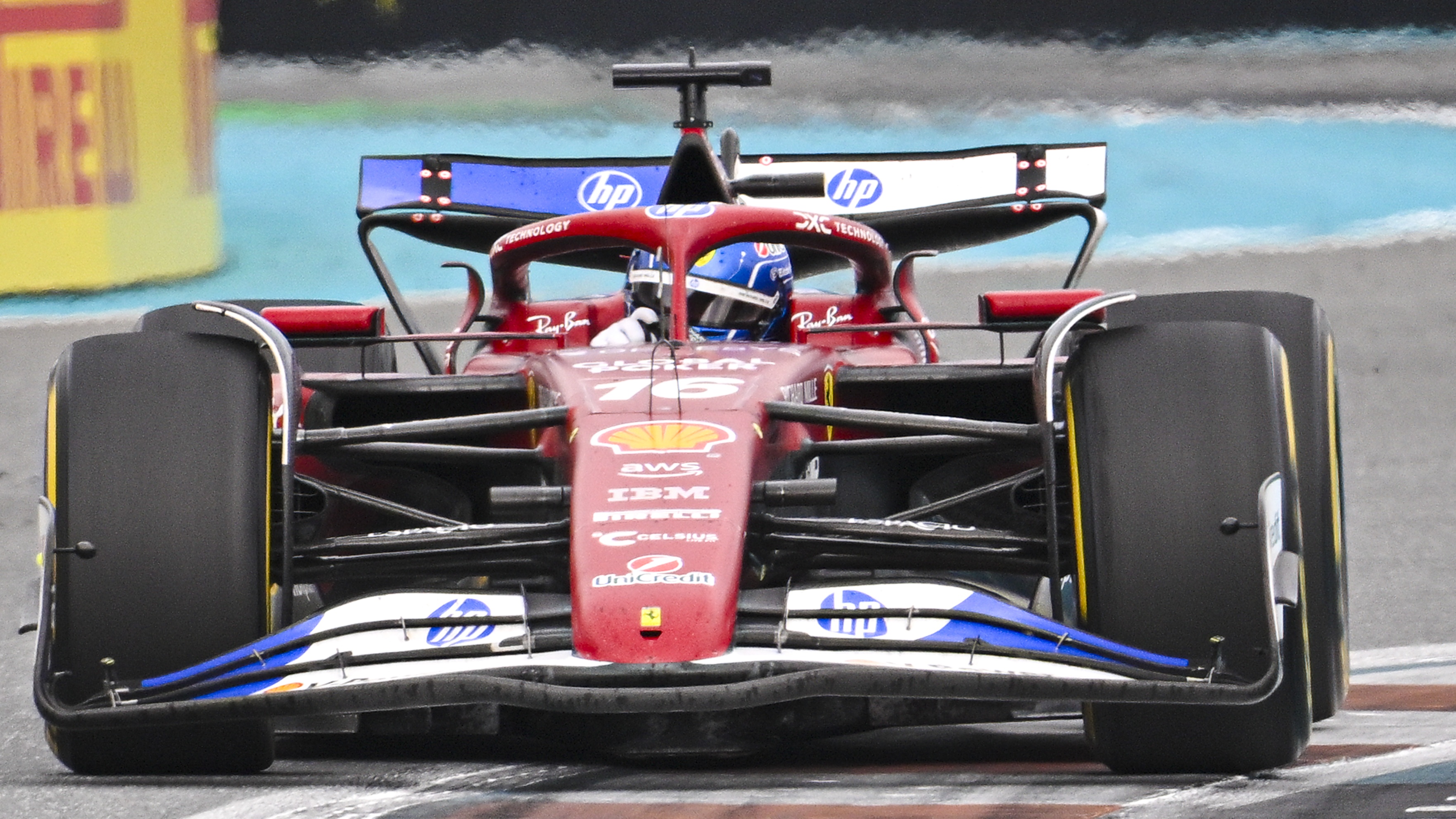 Charles Leclerc driving at the Miami GP ahead of Ferrari's home Grand Prix at Emilia-Romagna.