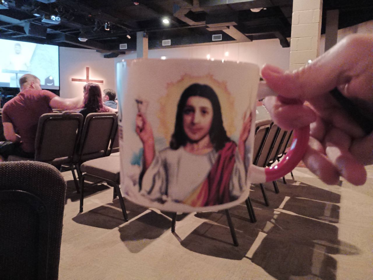 Holding a mug