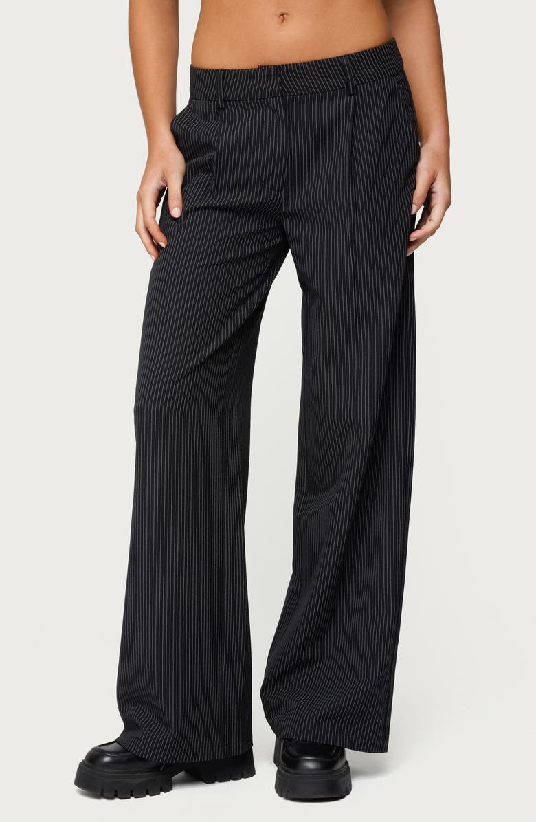 Pinstripe Low Rise Straight Leg Pants