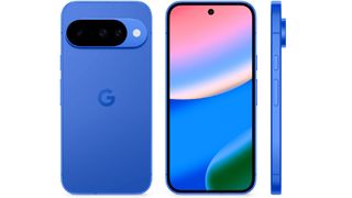 Product shot of Google Pixel 10 showing front, back and side