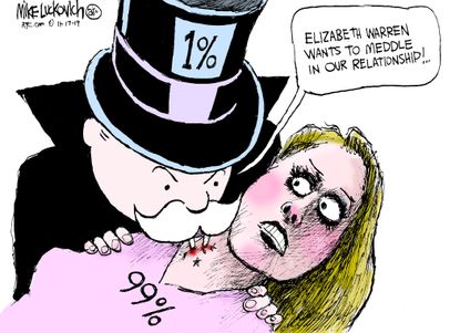 Political Cartoon U.S. Elizabeth Warren Billionaire Money
