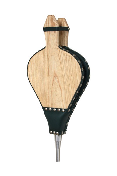 Natural Wood and Leather Fire Bellows With Brushed Steel Nozzle