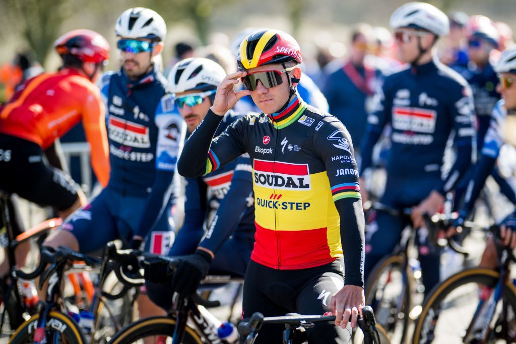 Belgian Remco Evenepoel of Soudal Quick-Step pictured at the start of the second stage of the Paris-Nice eight days cycling stage race, 177,6 km from Thoiry to Montargis, France, Monday 04 March 2024. BELGA PHOTO JASPER JACOBS (Photo by JASPER JACOBS / BELGA MAG / Belga via AFP)